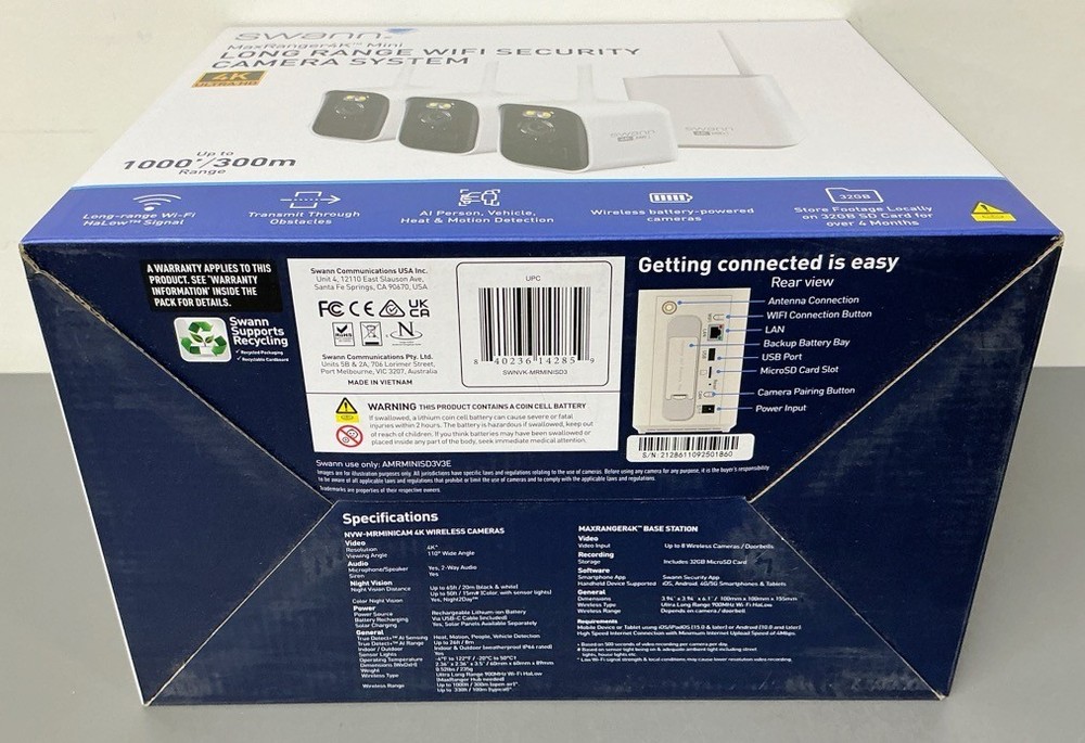 Swann MaxRanger4K Mini Wireless NVR Security System • 3-Pack