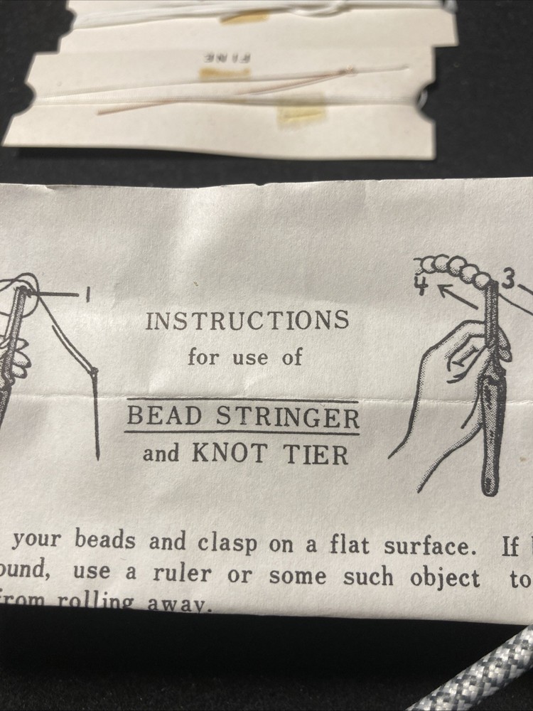 Bead Stringer & Knot Tool + string + instructions + box for Hand Made Jewelry