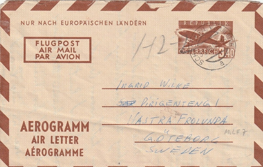 AUSTRIA: Postal stationery Airletter 1968.