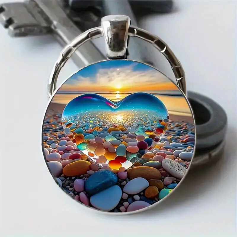 Stone Heart Pattern Keychain