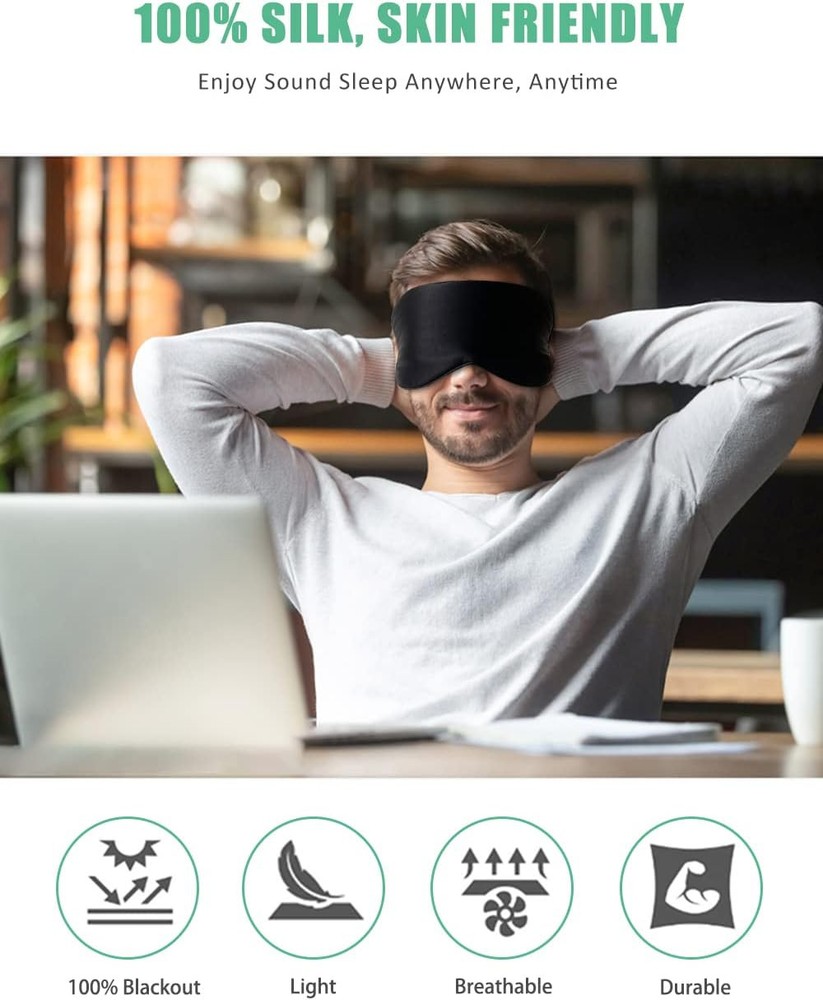 BeeVines Sleep Mask, 2 Pack 100% Real Natural 12- Black & Ruby Purple
