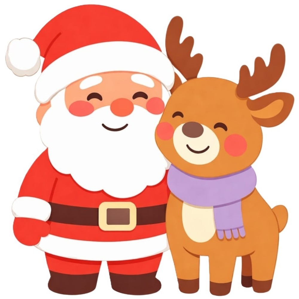 30 Custom Simple Santa & Reindeer Personalized Address Labels