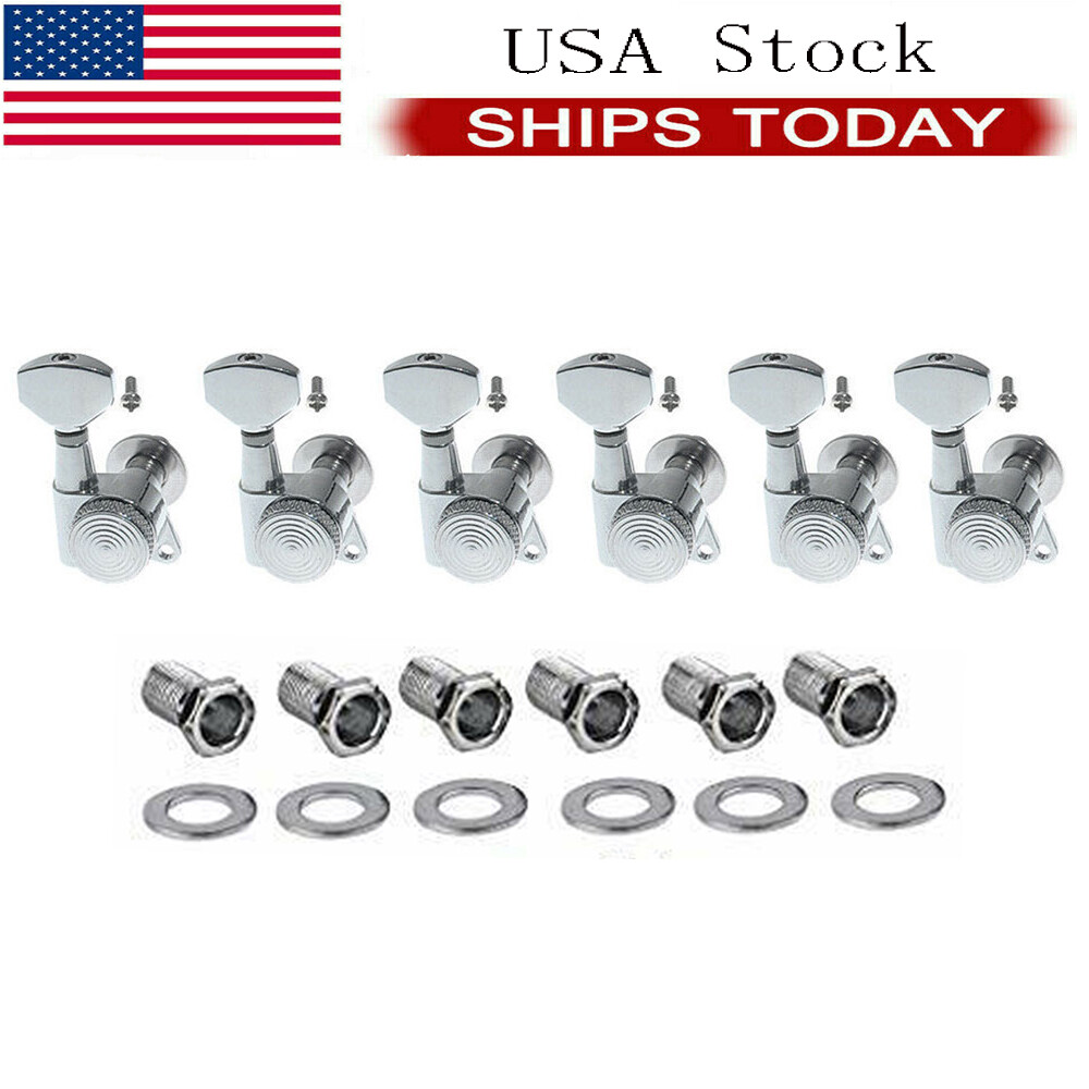 6R Guitar String Inline Tuning Pegs Locking Tuners Keys Machine Heads Chrome