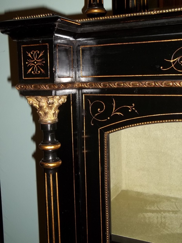 Antique ebonised side cabinet credenza chiffonier sideboard ebonized Circa 1870