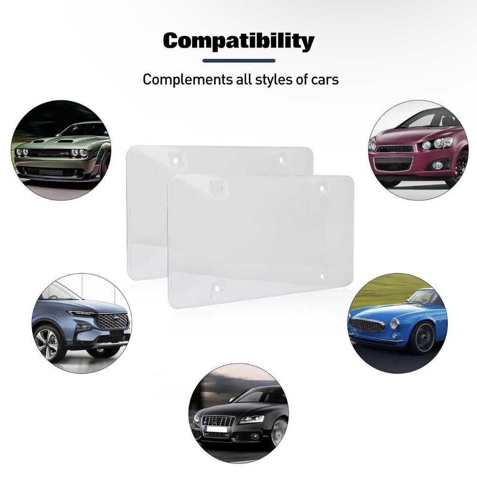 License Plates Shields 2 Pack Frame Covers Clear Bubble Protector For US Plate