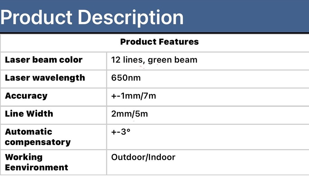Green Laser Level 3 Lines 12v