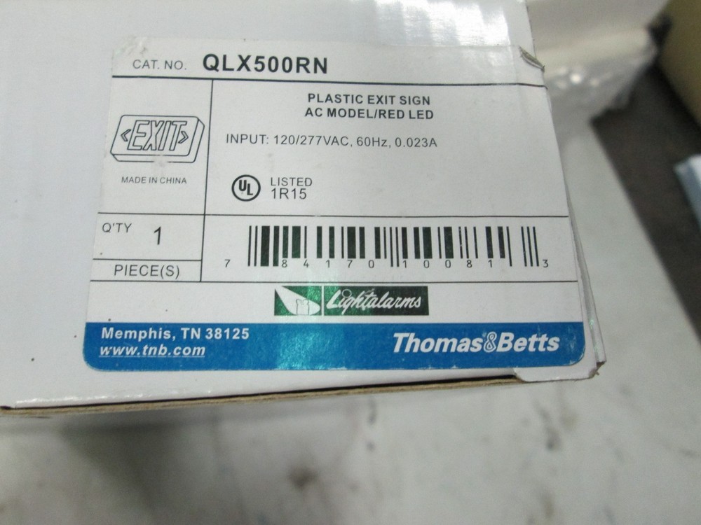 Thomas & Betts Plastic Exit Sign Cat #QLX500RN AC Model RED LED (NIB)