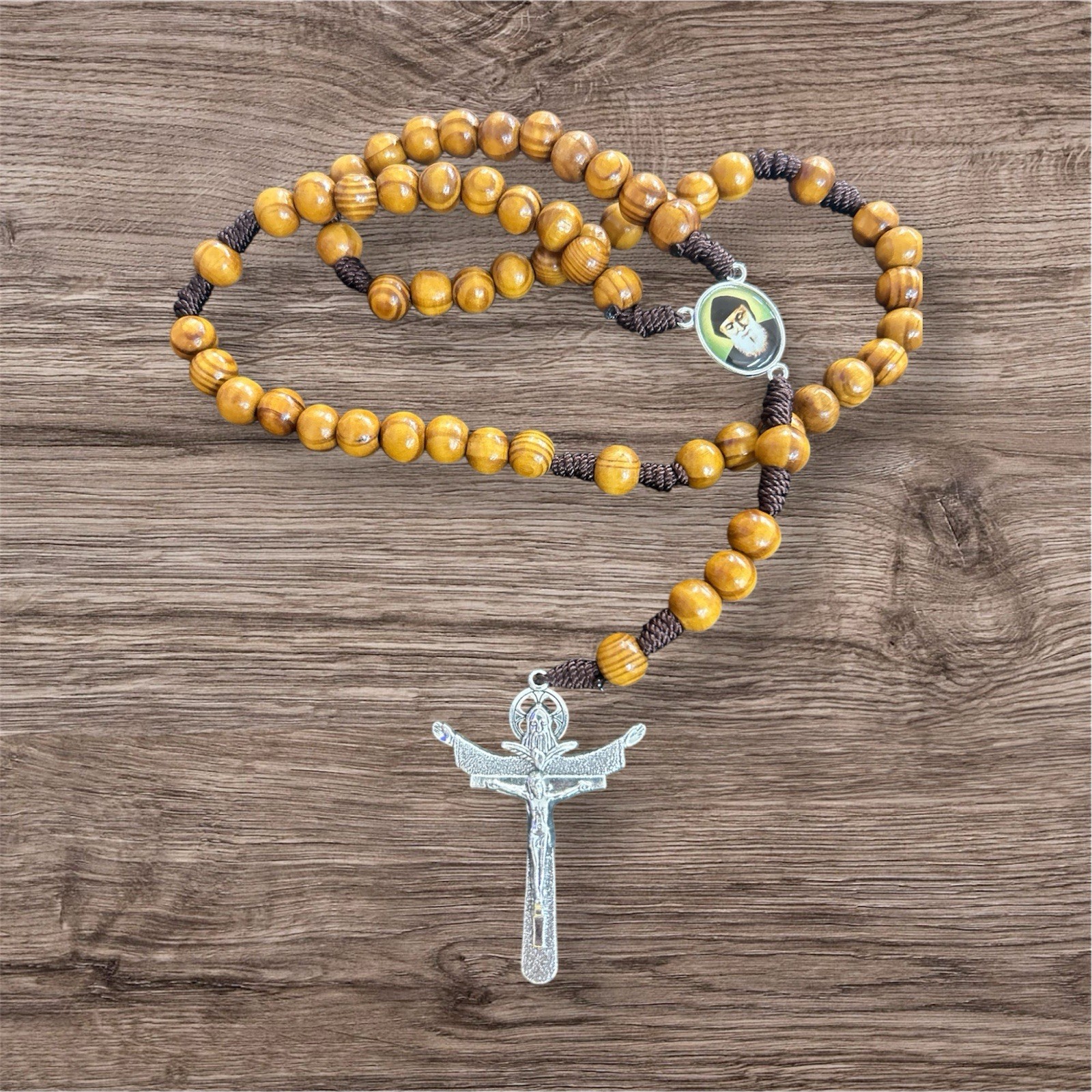 Saint Charbel Olive Wood Rosary Holy Spirit St Charbel Chaplet Medals Catholics