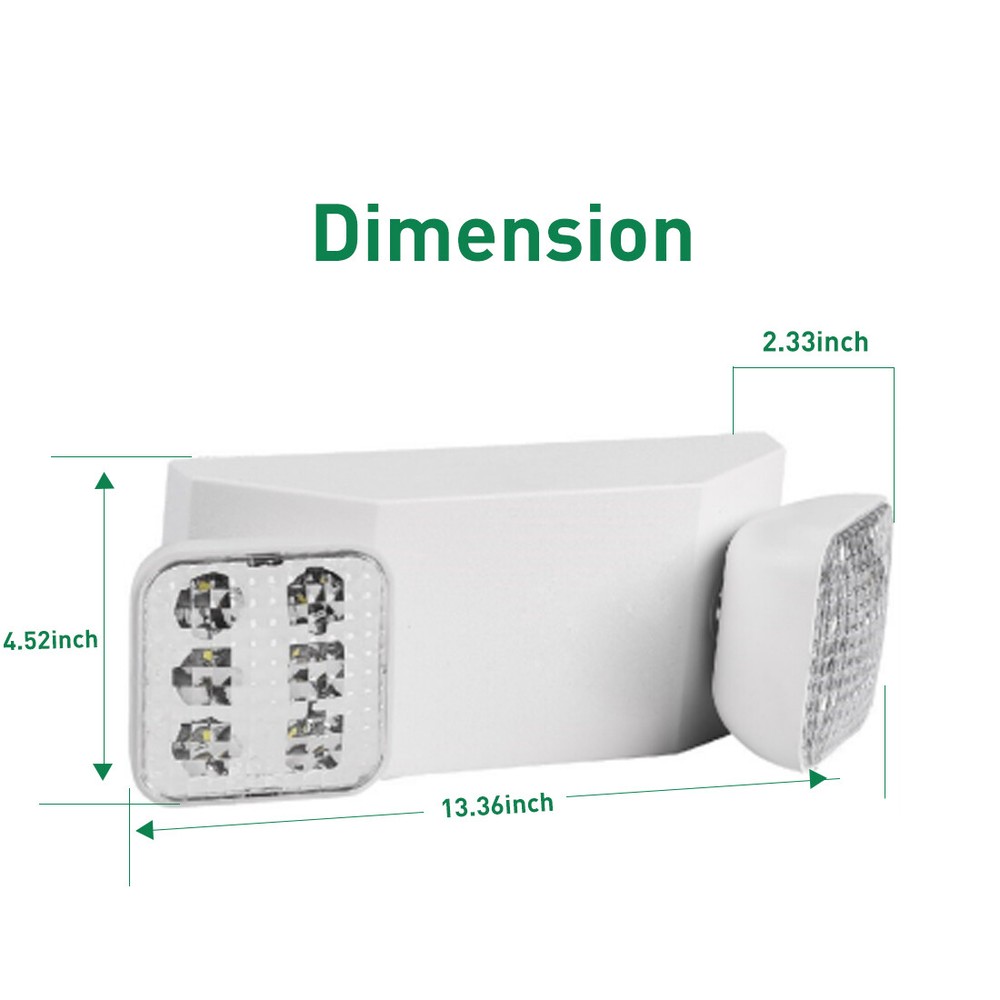 LED Emergency Exit Light Adjustable Dual Head Lamp with Battery Backup UL