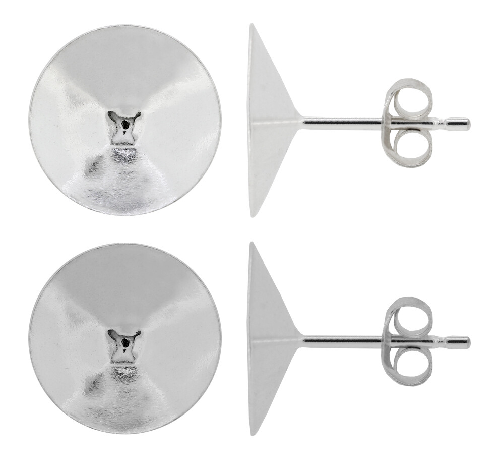 Sterling Silver Stud Posts Earrings for Rivoli Shape Crystals * All Sizes