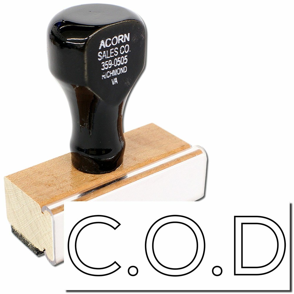 Large COD Outline Rubber Stamp Size 7/8" Tall x 2-1/4" Wide
