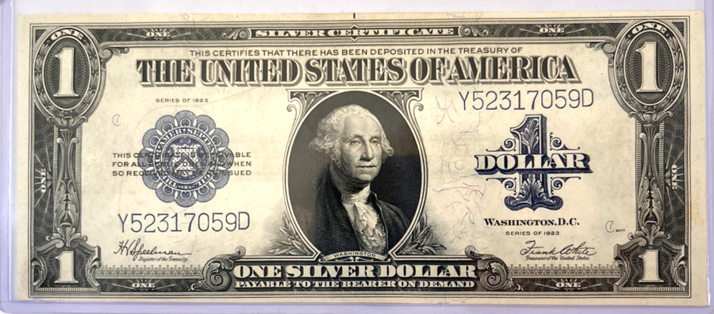 1923 Large $1 Dollar Silver Certificate Note Horse Blanket  Uncirculated