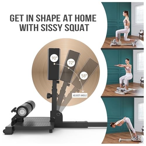 Sissy Squat Machine, Deluxe Multi-Function Deep Sissy Squat Bench Black-8300