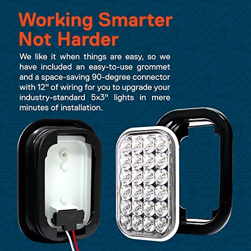 TRUE MODS 2pc 5x3 3x5 Inch Rectangle LED Trailer Tail Light Kit 2 Pack White