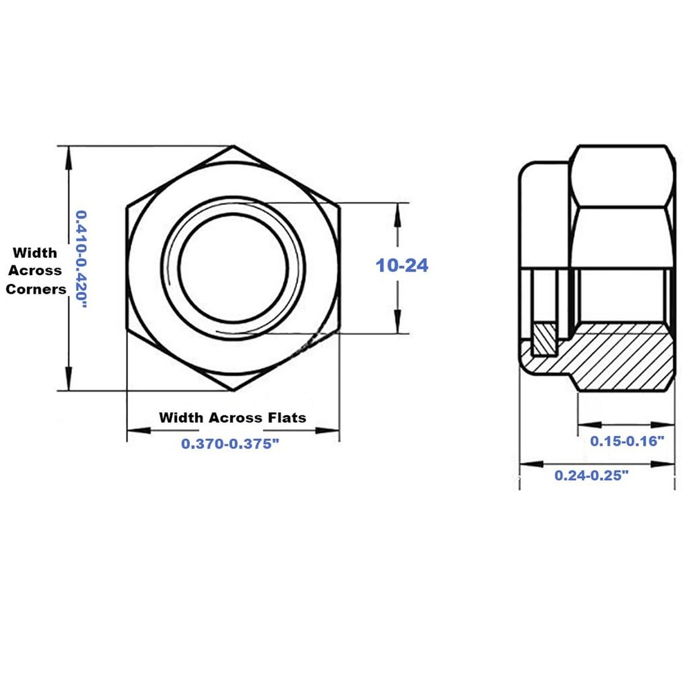 10-24 Lock Nut Nylon Insert Hex Locknuts Locking Hex Nuts 304 Stainless Steel...