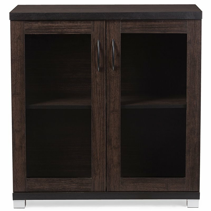 Baxton Studio Zentra Curio Cabinet in Dark Brown