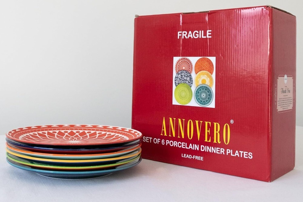 Dinner Plates Mismatched Colorful Dinnerware Fun Decorative Cute Boho Dishes