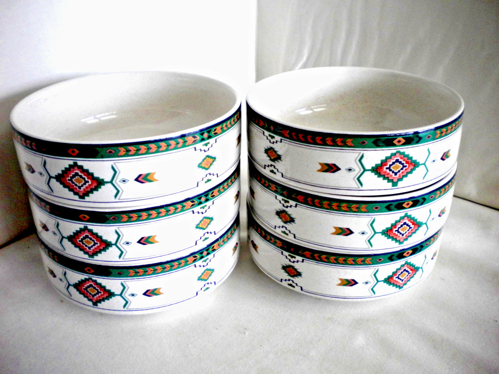6 Studio Nova Adirondack Pattern Y2201 5-inch Fruit Dessert Bowls - Never Used
