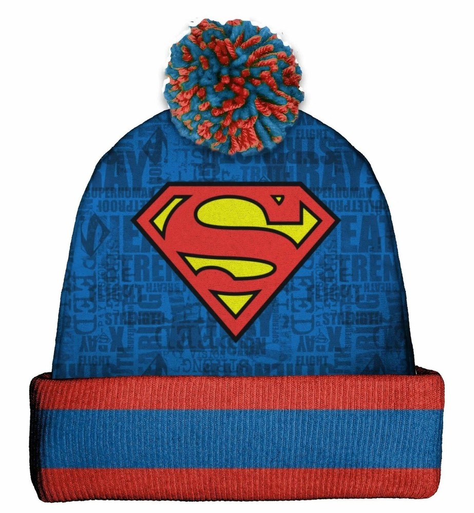 Superman S Chest Logo Pom Beanie Hat NEW UNWORN