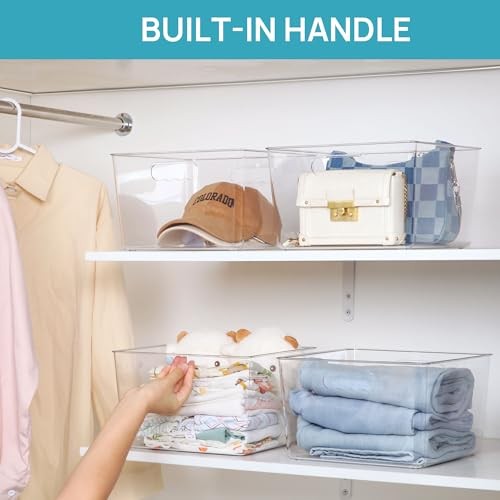 Pack Extra Large Clear Plastic Storage Bins,11x11 Cube Acrylic Organizer 8