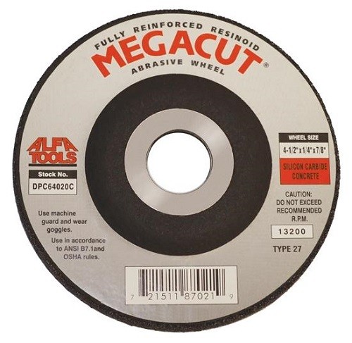 DPC64020, Abrasive Wheel Type 27-4.5" x 1/4" x 7/8"