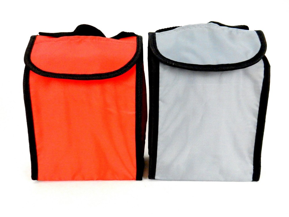 Fold-up Lunch Bag, Hook & Loop Closure, Insulated Lining, Red or Gray, #TB5200