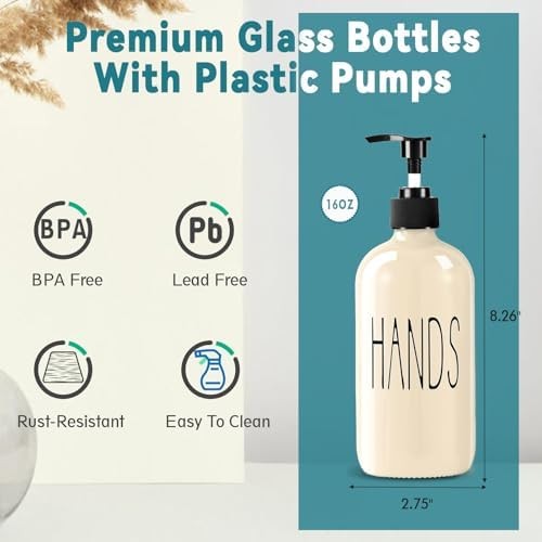 Glass Soap Dispenser Set 2 Pack,16 Oz