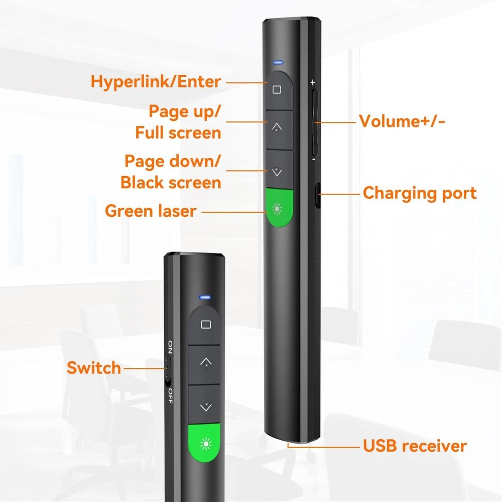 Wireless Remote Clicker for PowerPoint Presentations: Rechargeable & Easy to Use
