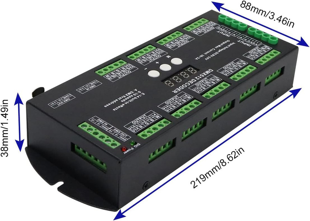 36CH DMX RGBW LED Digital Display Decoder, DMX512 Controller for RGBW LED Lights