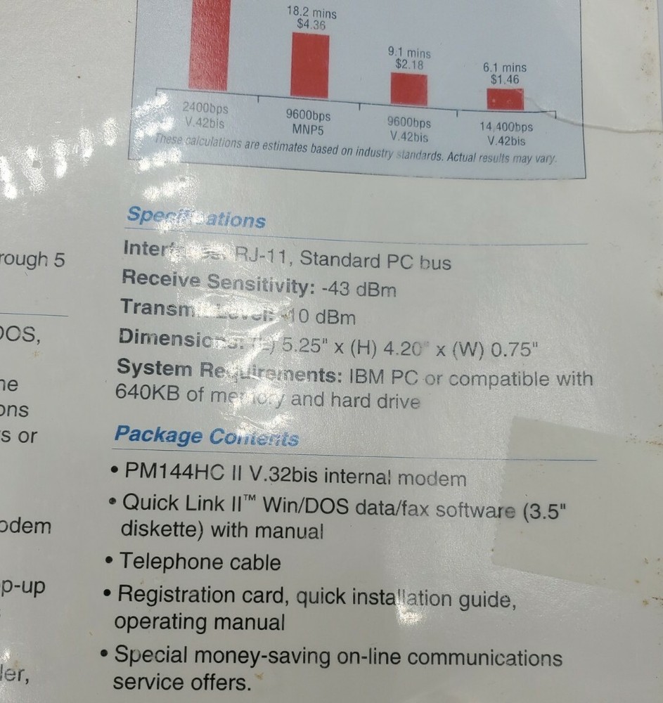 Practical Peripherals 144 V.32bis Internal Data/Fax Modem II --New/Sealed