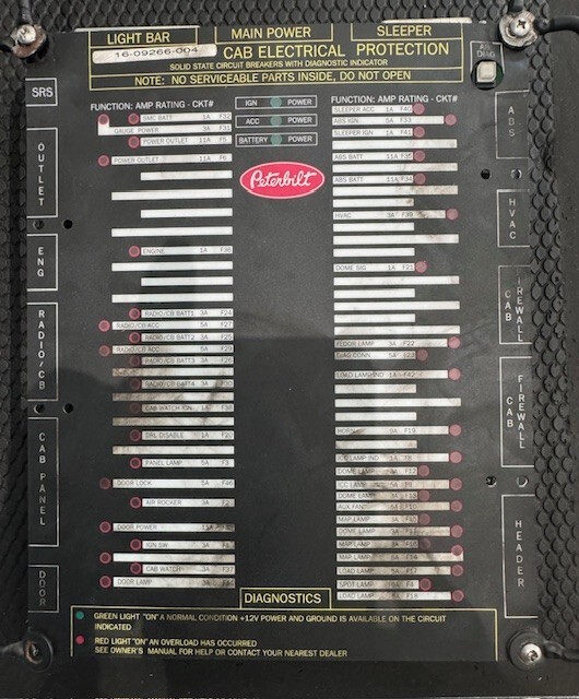 Peterbilt 387 Cab Control Module Electrical Protection 16-09266-004