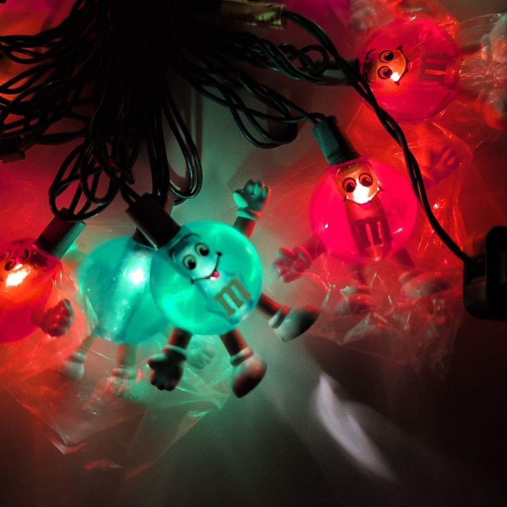 VTG M&M's STRING LIGHTS "Happy" 20 Light Set - 19 Foot String WORKING