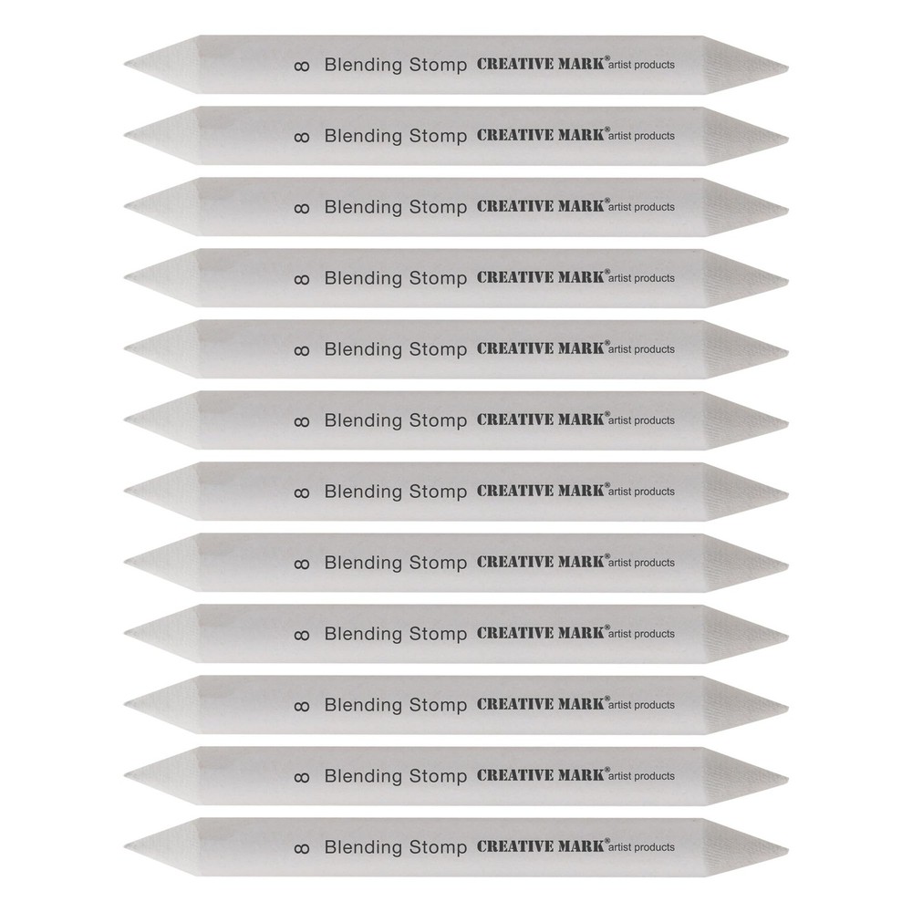 12 Count Size #8 Solid Double-Ended Blending Stumps for Charcoal Pencils