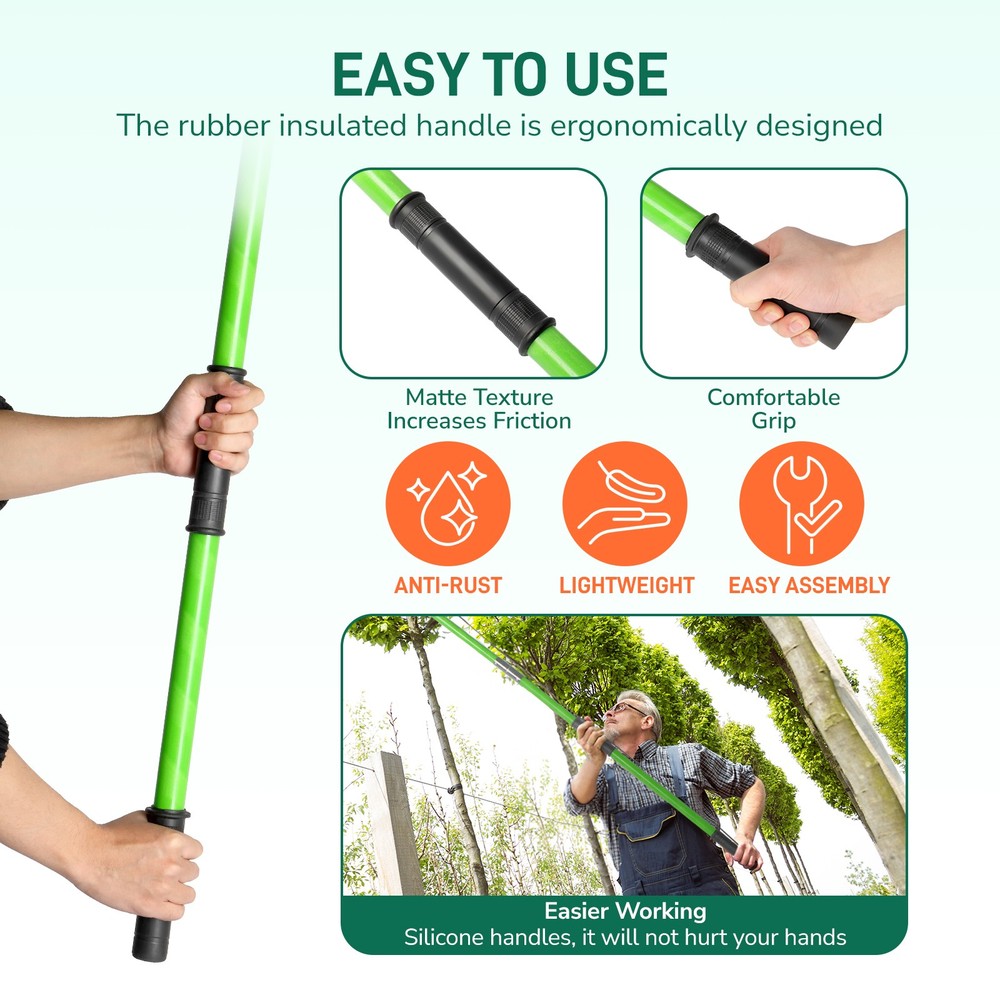 30FT Manual Pole Saw Tree Trimmers Long Handle Pruner with bag