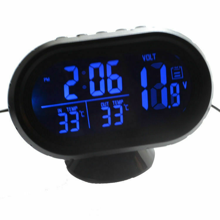 Dual Display LED Digital Car Clock Thermometer Temperature Voltmeter DC12/24V