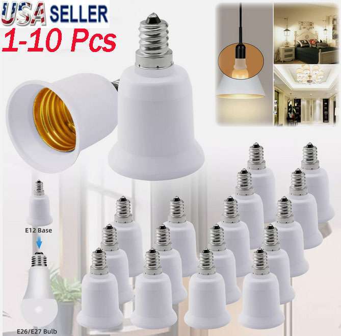 1-10 E12 to E26/E27 Light Bulb Socket Adapter Standard Base Chandelier Converter