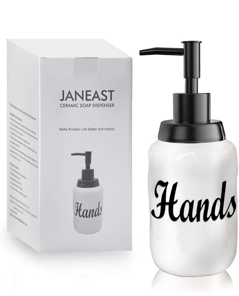 JANEAST Hands Soap Dispenser - White Ceramic Bottle