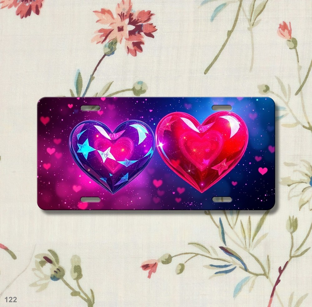 Romantic Hearts License Plate Personalized Auto Tag Gift Idea