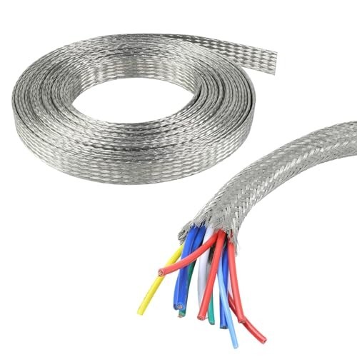 Flexible Tinned Copper Braid Cable Shielding Sleeve Ground Straps - 28ft Expanda