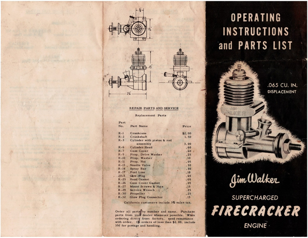 Vintage Model Airplane Engine Instructions
