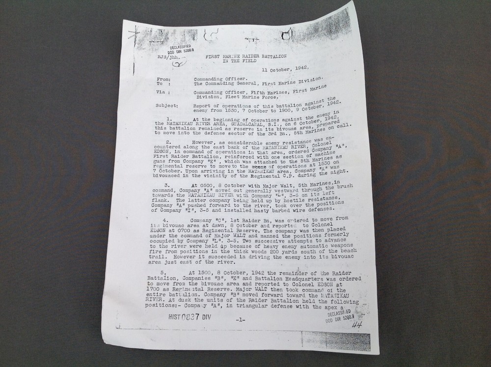 WWII 1942 Photocopied Declassified Document