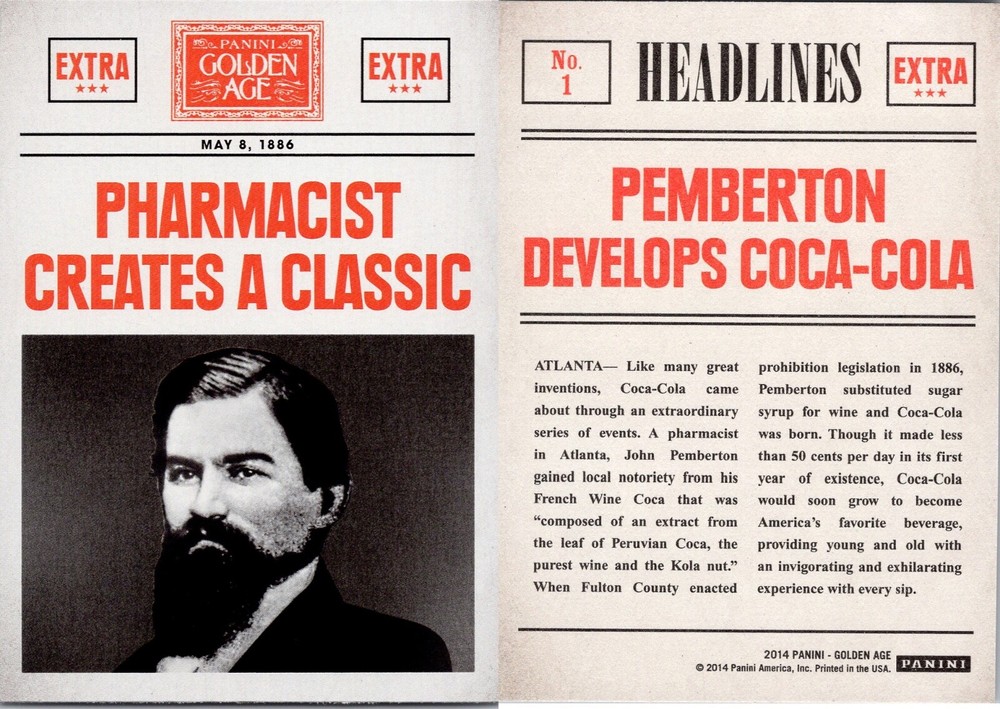 Pemberton Develops Coco-Cola Headlines 2014 Panini Golden Age