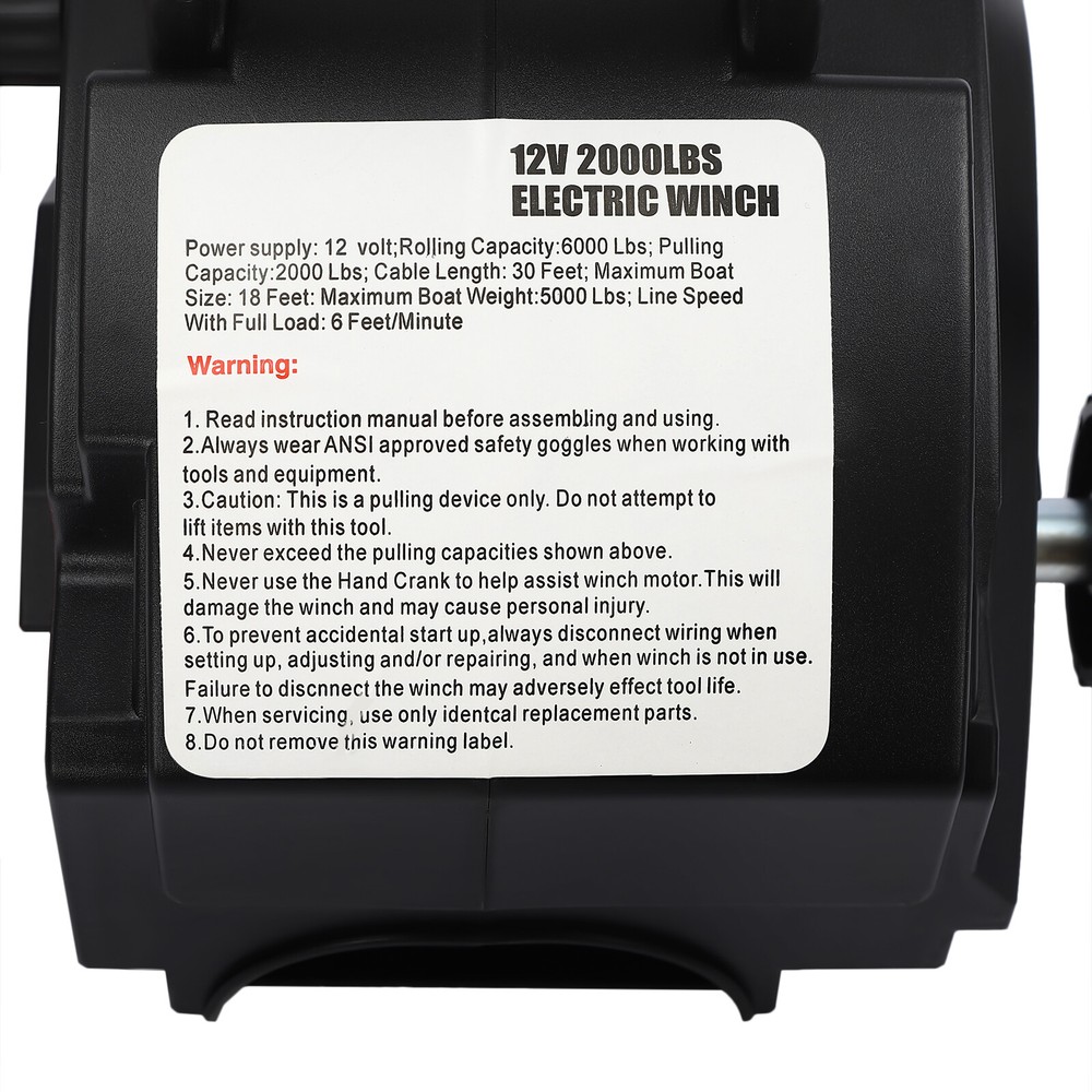 Electric Winch 6000lbs-300W Marine/ATV Winch, Remote Control Hand/Wire Control