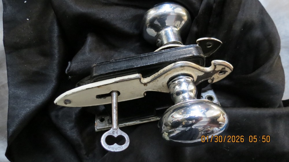 Antique Chrome Art Deco Mortise Lock Set