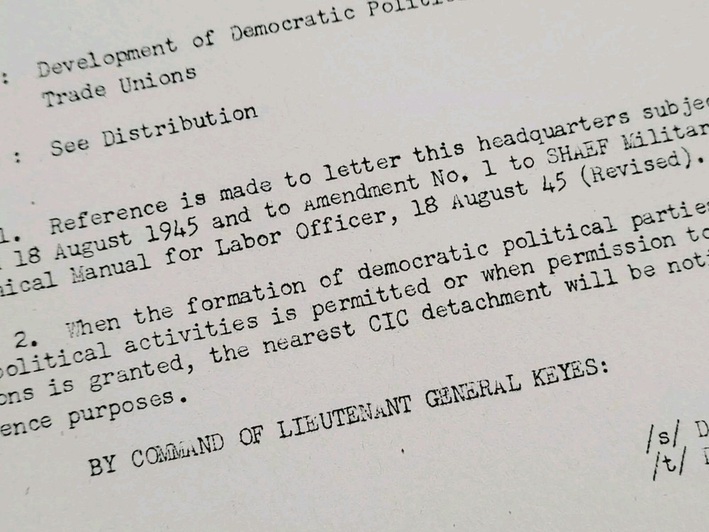 1945 Germany WWII US Army War Intelligence Document Development Political Party