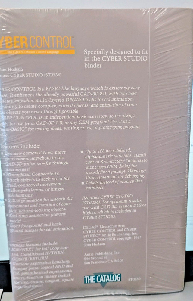 Cyber Control; Atari ST ; NEW Old stock/ Disk w/Manual