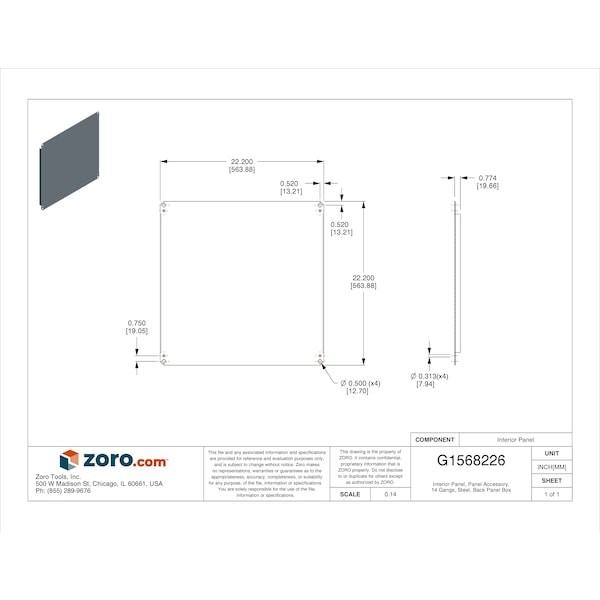 Wiegmann Np2424c Interior Panel, 14 Gangs, Steel, Back Panel Box Type