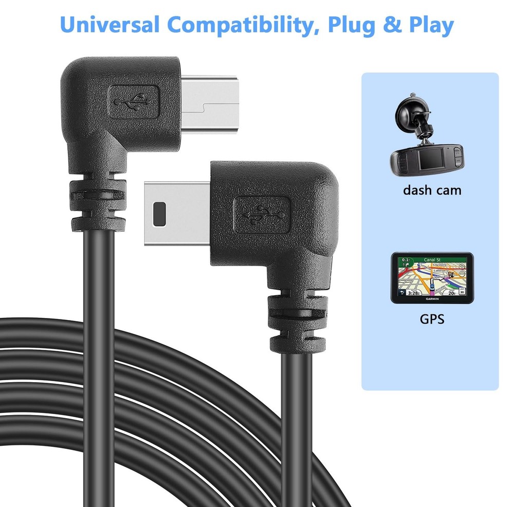 PASOW Mini USB Power Cable 90 Degree Right Angle (No Data 11.5FT,