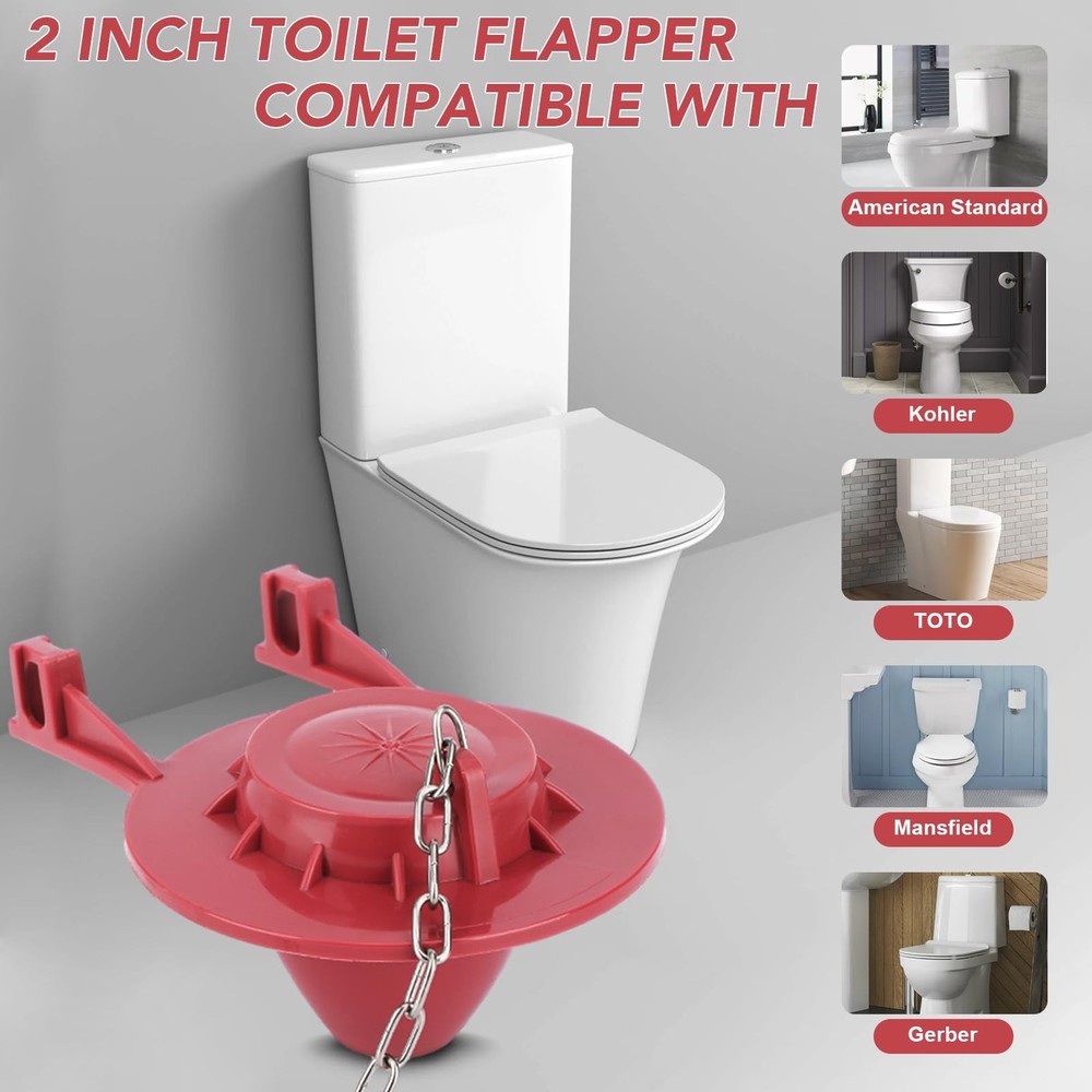 2 Pack 2-Inch Toilet Flapper Replacement Kit – Fix Running Toilets & Ghost Fl...