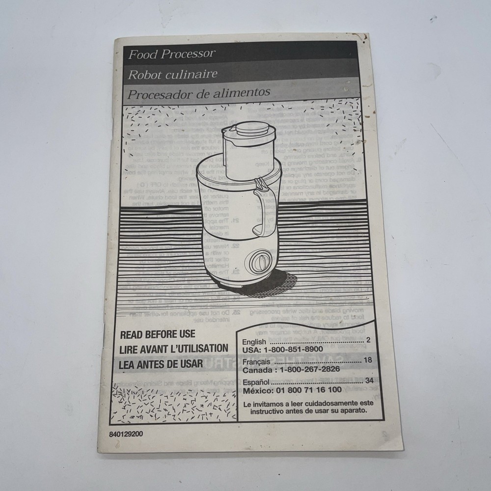 Black & Decker Shortcut Food Processor CFP10 Replacement Part Instruction Manual